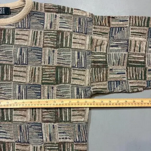 Vintage TSR Geometric Knit Abtract Earth Tone Sweater XL (Made in USA) - Picture 7 of 8